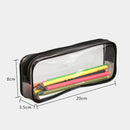 Waterproof Dust-proof PVC Transparent Pencil Case Zipper Pen Holder (Black) A
