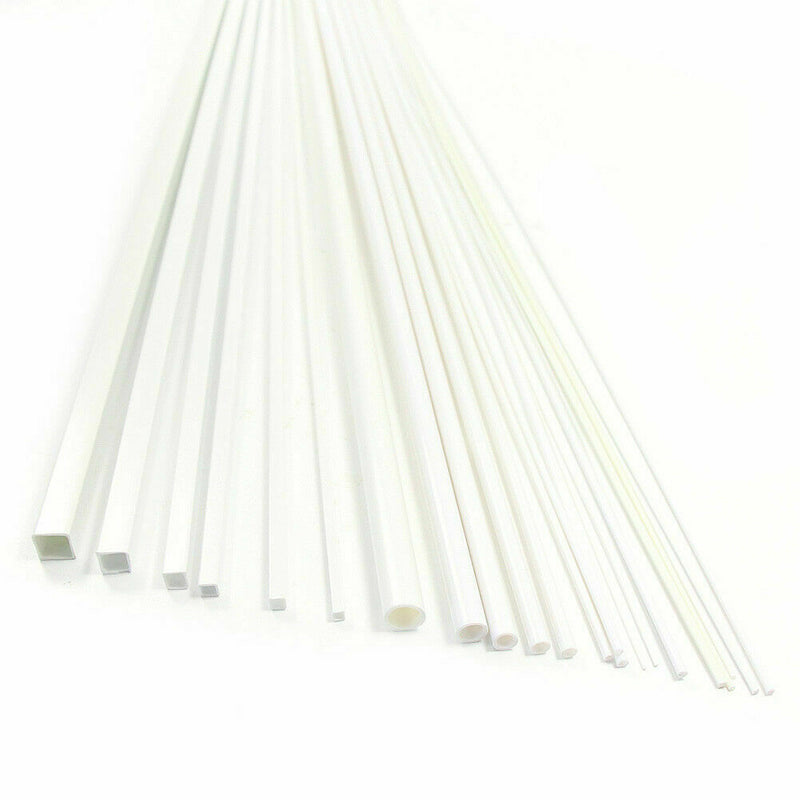 48 x Styrene ABS Round and Square Rod Pipes Tubes ABS00