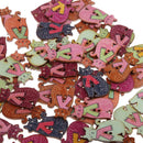 50Pcs Wood Cute Cat Handmade 2 Holes Wooden Buttons Sewing Scrapbooking DIY