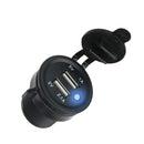 Dual USB Car 2A Charger Socket Splitter Cigarette Power 12V-24V with Wire FuseJR