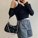 Fashion Chain Underarm Purse Female PU Pleated Shoulder Top-handle Bag Handbag