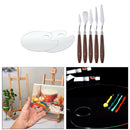 5x Painting Knives with 2x Clear Round Palette Board Household DIY Oil Painting