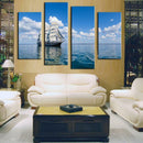 Set 4Pcs Canvas Art Wall Pictures Blue Sky and Ship Scenery Landscape Print