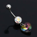 316L Medical Steel Colorful Rhinestone Heart Pendant Navel Belly Button Rin