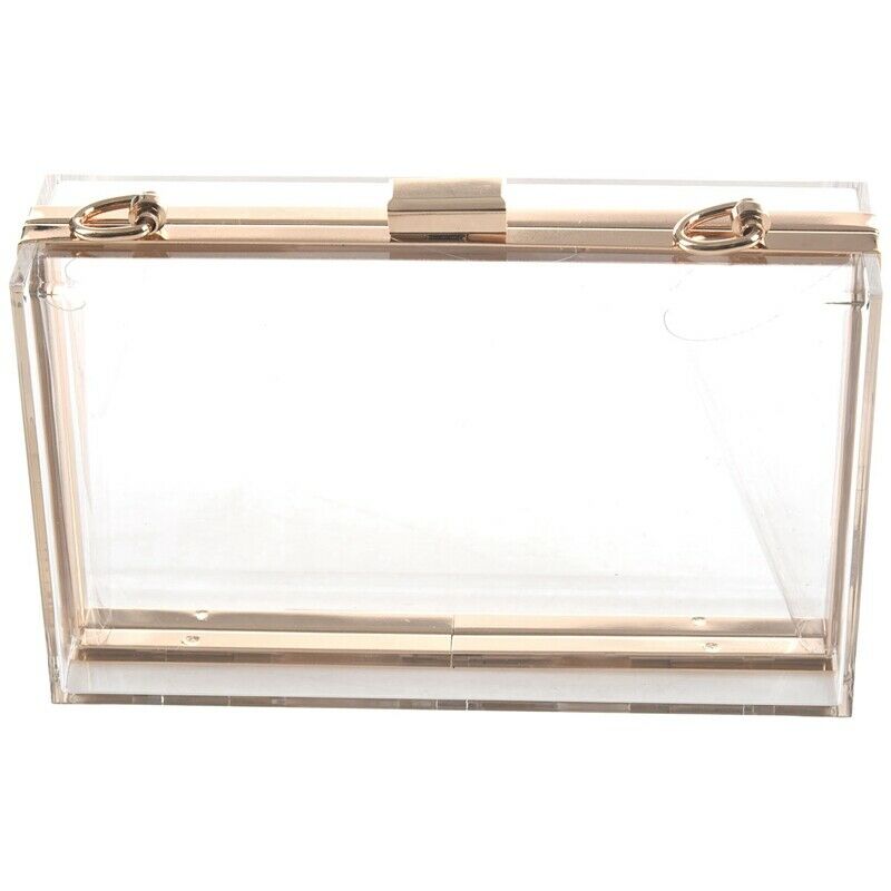 Women Cute Clear Acrylic Box Clutch Crossbody Purse Evening Bag E7E1