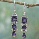 Boho Purple Ear Stud Sliver Plated Crystal Dangle Hook Drop Earrings Jewelry Gw