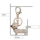 Cute Dog Alloy Rhinestone Keychain Purse Bag Key Chain Ring Gift Keyring White