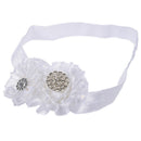 Baby Girls Rhinestone Headband Ribbon Hair Band (White) R2C2