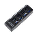 4 Ports USB 3.0 HUB With On/Off Switch Power Adapter For Desktop Laptop Tide