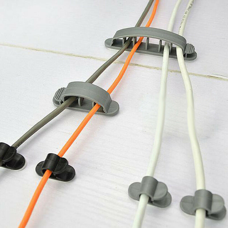 10Pcs Cable Cord Wire Line Organizer Plastic Clips Ties Fixer Holder Black
