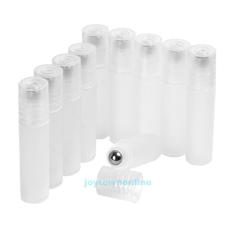 10pcs 5ml Plastic Empty Roll On Bottles Roller Ball Essential Oil Perfume w/ Cap