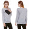 New Women Lady Cute Heart Love Round Neck Long Sleeve Top Tshirt Blouse L