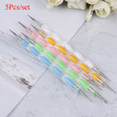 5pcs 2 way marbleizing dotting manicure tools painting dot pen nail art paint Dz