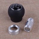 Car 5 Speed Leather Manual Gear Shift Knob ALUMINUM Stick +Tools Black Universal