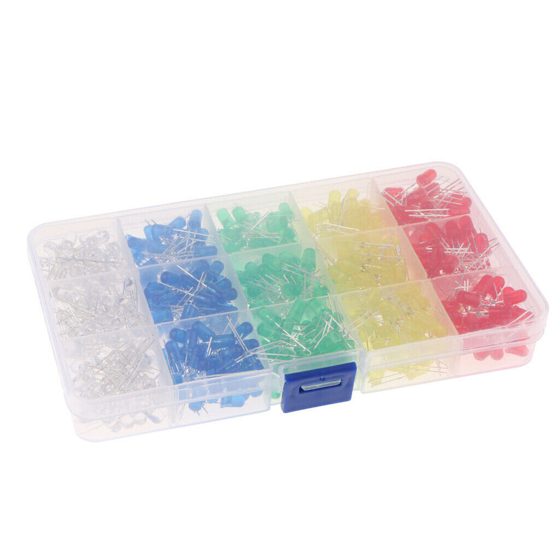 500pcs Ultra Bright 5mm Light Emitting Diode LED Lamp Assorted Kit White Red