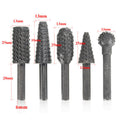 5 Piece Rotary Burr Set Rasp Tool Grinding Polishing Shaping Burnishing Wood New