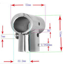 Stainless Steel Bow & Boat Hand Rail 90 Degree Tee Fitting 0.87inch 22mm Tube