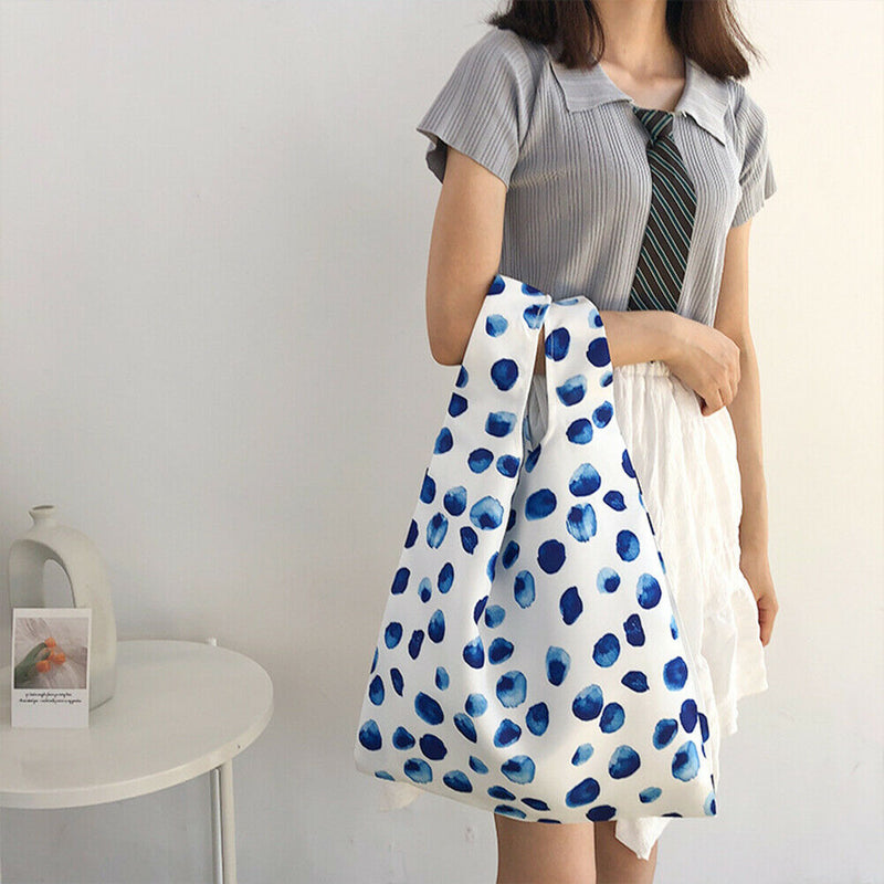 Ink Print Handbag Women Reusable Daily Portable Lady Large Shopping Totes