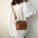 Women Fashion Wide Shoulder Messenger Bag PU Leather Retro Handbag (Brown) A