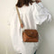 Women Fashion Wide Shoulder Messenger Bag PU Leather Retro Handbag (Brown) A