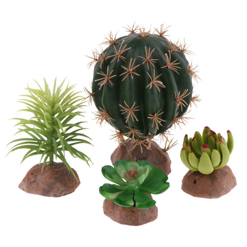 4x Realistic Plants Fish Tank Decor Landscape For