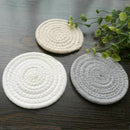 Round Cotton Braided Table Place Mats Coaster Non-Slip Table Mats Set of 5