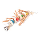 Great Parrot Bird Chew Wooden Straw With Bell Cage Swing Toys Accessory LJ