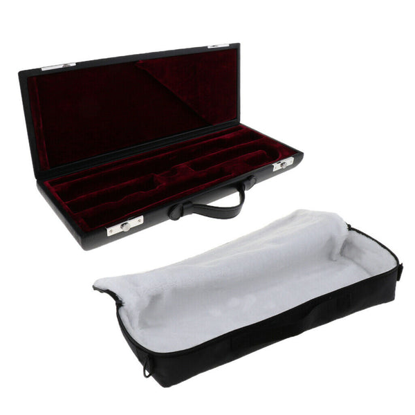 Flute Wooden Carry Padded Case with Storage Gig Bag Handbag - Black