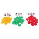 3 Pieces Plastic Dice with Casino Poker Chip Set for Children Kids Christmas
