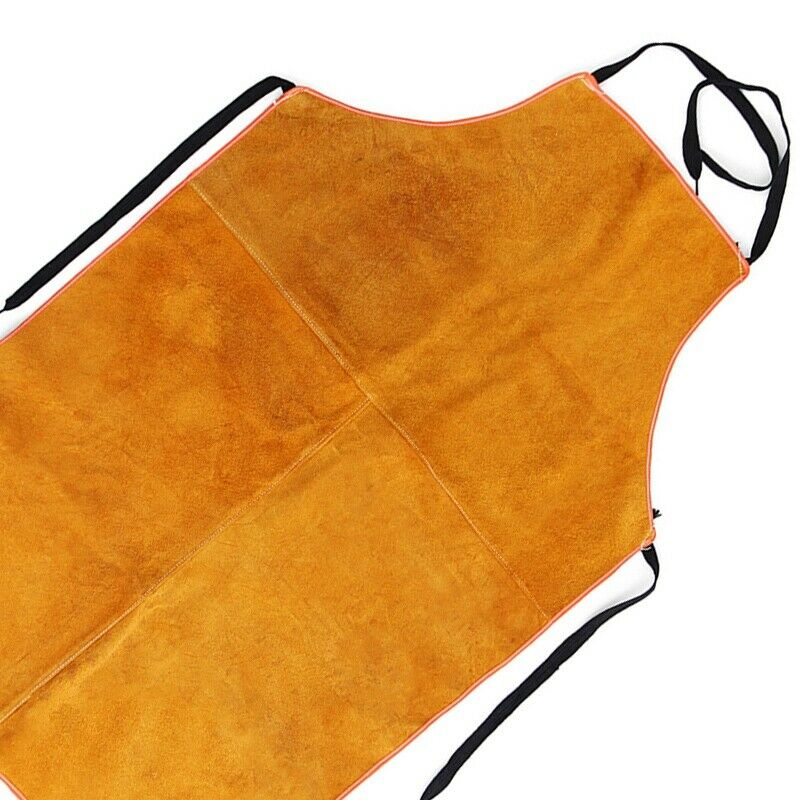 Full Cowhide Leather Electric Welding Apron Bib Blacksmith Apron Yellow Ele G8W8