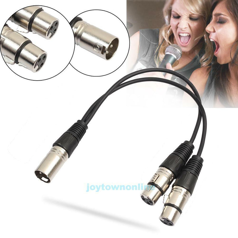 1.1FT XLR 3 Pin Male to 2 XLR Female Connector Microphone Extension Cable Cord
