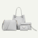 4pcs/set Litchi Pattern Women Shoulder Crossbody Handbags Clutch (Grey)