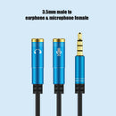 2 in 1 3.5mm Audio Cable 1 Male to 2 Female Headphone Microphone AUX Cord A