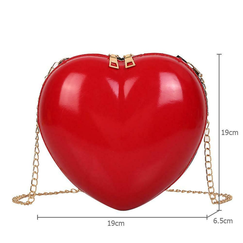 Girls Heart Women Shoulder Chain Messenger Bags Crossbody Handbags (Red)