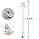 3-Pcs Lovely Cat Long Handle Hanging Spoons Stainless Steel Ice Tea Coffee