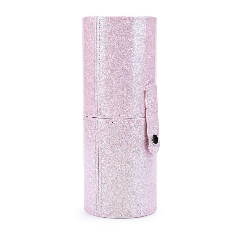 Portable PU Leather Cosmetic Storage Box Makeup Pen Brush Cup (S Pink) A