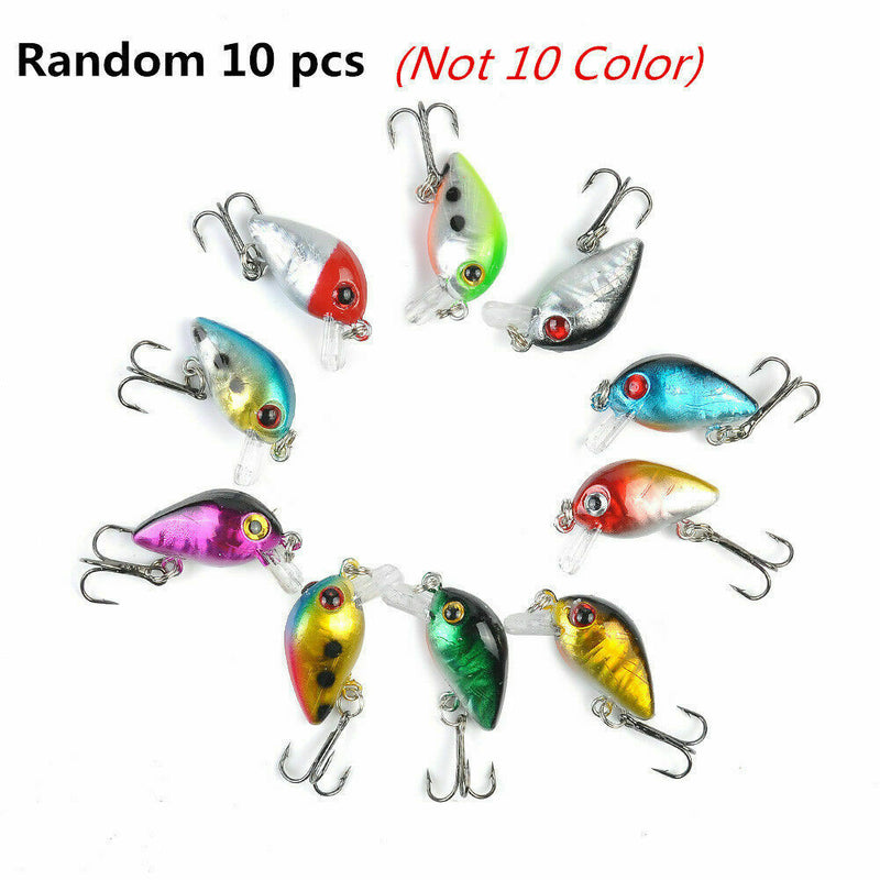 10Pcs Mixed Fishing Lures Kinds Of Minnow Fish Bass Tackle Hooks Baits Crankbait