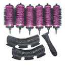 6pcs/set 3 Sizes Detachable Handle Hair Roller Brush with Positioning Clips E3J8