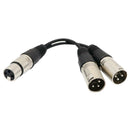 2Pcs XLR Female to Double Male 3Pin MIC Shielded Cable Microphone Audio Lead