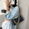 Casual Printed Women Handbag Totes PU Chain Underarm Shoulder Bags (Black) A