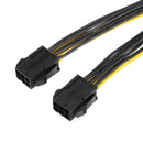 Dual 6 Pin 18AWG Female To Single 8Pin Male PCIe Graphics Cards Power Cable 20cm