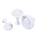 3pcs Plastic Cookie CUTTER Sea Shell Shape Baking Tool Fondant Cake Mold Mo Hn