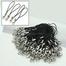 100pcs Black Mobile Cell Phone Charm Nylon Lanyard Cords With Lobster Clasps New