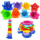 Stacking Cups Bath Toys for Toddlers: the Sea Animal Stacker with Holes for O7M5