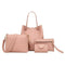 4pcs/set Litchi Pattern Women Shoulder Crossbody Handbags Clutch (Pink)