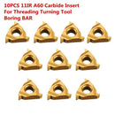10Pcs 11Ir A60 Carbide Insert For Threading Turning Tool Boring Bar Lathe H