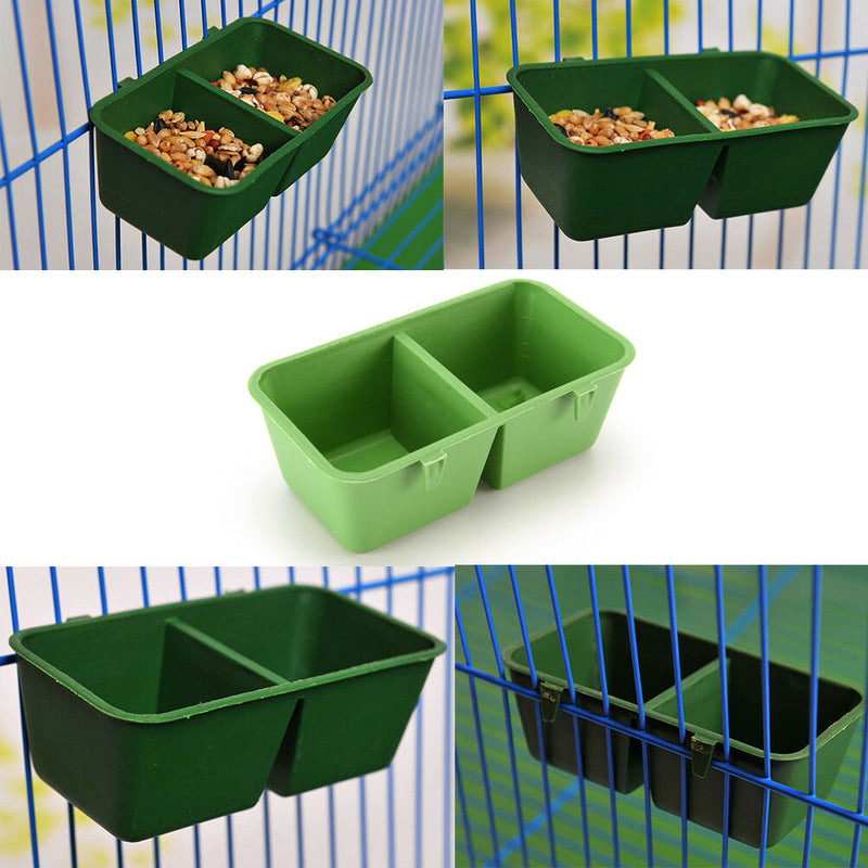 2 in 1 Parrot Food Water Bowl Cups Bird Pigeons Cage Sand Cup Feeding Feeder