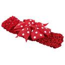 Baby Girl Rib Dovetail satin ribbon Polka Dot Bow Elastic hair band(Red)