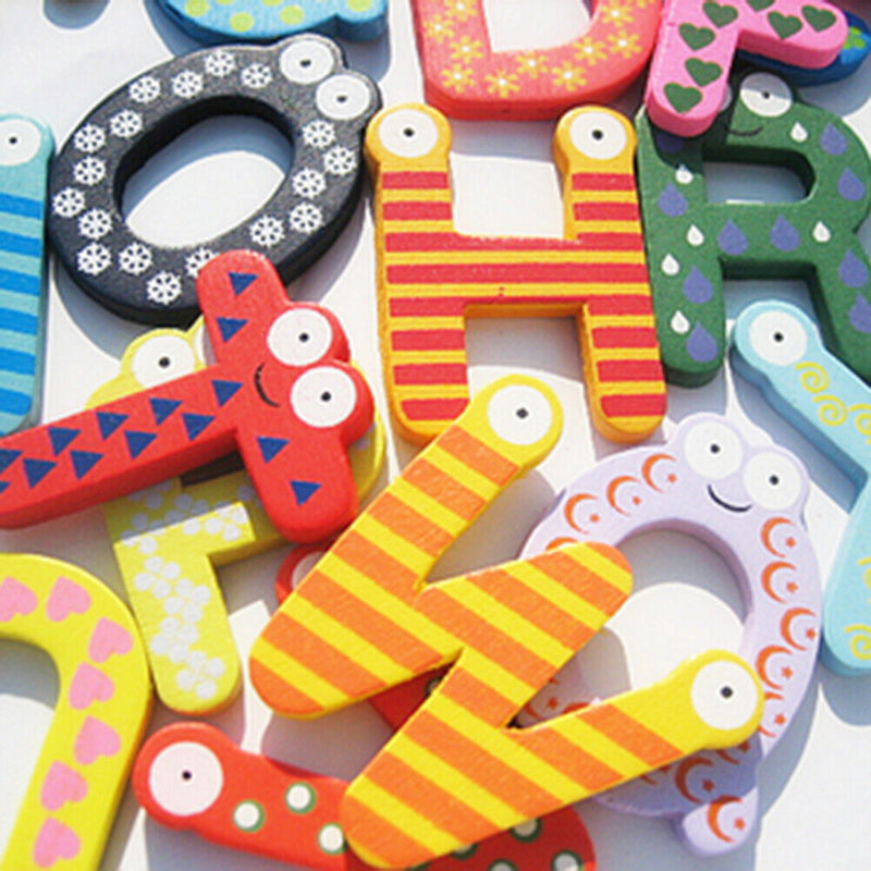 26pcs Wood 26 Alphabet Fridge Stickers Invisible Magnet Home Office Gadgets