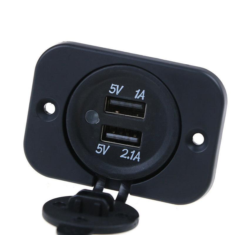 Dual 2 USB outlet 1A & 2.1A port socket charger for car boat motorcycle 12voltMO